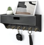 Rebee Vision Key Holder Wall Mount with Drawer, Shelf for Room Decor, Black by REBEEVISION
