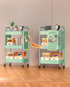 ALVOROG 3 Tier Metal Rolling Utility Cart with Pegboards,Baskets,Hook,Green - Image 6