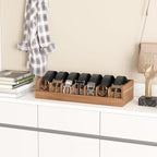 Wood Belt Organizer for Closet, 7 Grids Belt Rack, Brown - Image 3