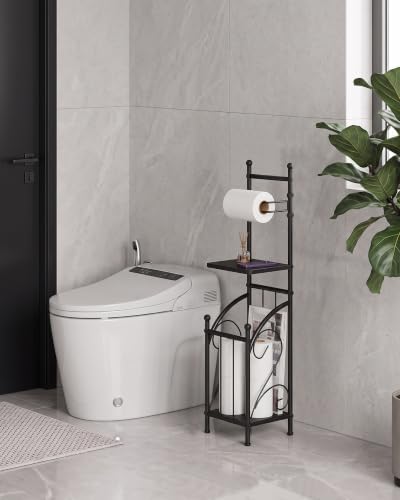 CHOEZON 6.7" L Toilet Paper Holder Stand with Shelf and Storage Basket - Image 4