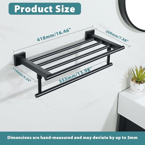 Alise Towel Racks for Bathroom Wall Mount 16 Inch,Matte Black - Image 2