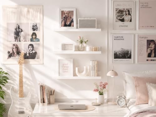 upsimples Floating Shelves for Wall Decor and Storage, White, 6Pcs 15.7'' - Image 2
