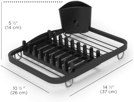 Umbra Sinkin Dish Drying Rack – Drainer Caddy with Removable Cutlery Holder – Use in Sink or On Counter, Black - Image 3