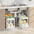 APRTAT 2 Pack Bamboo Under Sink Organizer, 2-Tier Pull Out Storage Drawers by HEALTHYYOU
