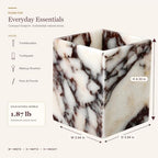 Real Marble Toothbrush Holder, Calacatta Viola Marble Bathroom Organizer - Image 7