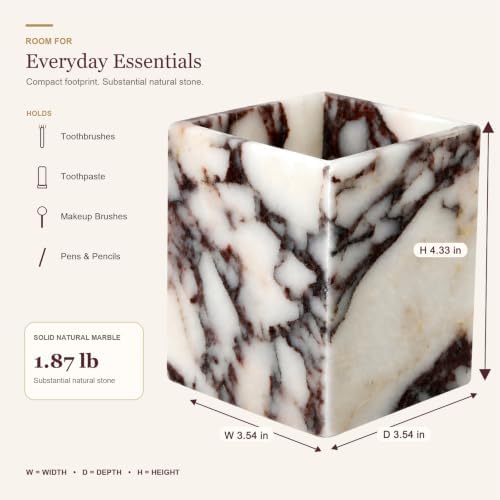 Real Marble Toothbrush Holder, Calacatta Viola Marble Bathroom Organizer - Image 7