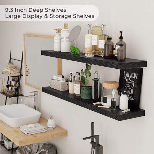 48 inch Floating Shelves for Wall, Extra Long Black Wall Shelves - Image 5