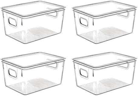 Clear Plastic Storage Bins with Lids, Perfect for Kitchen Organization or Pantry Organization and Storage, Stackable Fridge Organizer Bins, Storage Containers for Organizing, Cabinet Organizers by CONTROLKITCHEN