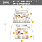 Clear Acrylic Drawer Organizer for Kitchen Utensils and Flatware, Adjustable Silverware Tray with 9 Compartments for Drawers, Office, and Bathroom Storage - Image 6