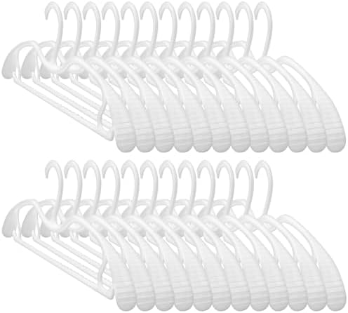 24-Pack White Plastic Short Neck Hangers for Closet Organization by Baseca