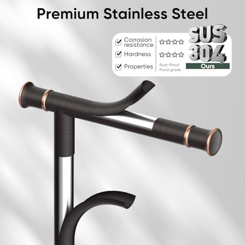 Hoimpro Toilet Paper Holder Stand Bathroom Free Standing Oil Rubber Bronze - Image 6