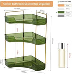 Corner Bathroom Counter Organizer Bathroom Countertop Shelf Makeup Organizer for Vanity Perfume Tray for Corner Storage (3 Tiers, Green) - Image 2