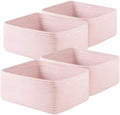 OIAHOMY 4 Pack 14.17 * 11.02 * 6.3IN Storage Baskets for Organizing Shelves, Woven Rope Baskets for Organizing Books, Clothes, Decorative Basket for Living Room, Nursery, Bedroom, Gift Basket, Pink by MasterofSpaceOptimization