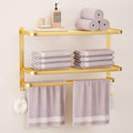 23 Inch 3-Tier Gold Towel Racks for Bathroom with Towel Bars Multilayer Hotel Towel Shelf Stainless Steel Wall-Mounted Brushed Finish Holder with Towel Shelves by DDS-DUDES