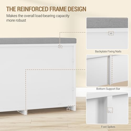 Hzuaneri 47.2" Shoe Storage Bench with 4 Barn Doors & Padded Seat Cushion - Image 7
