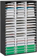 EasyPAG 60 Compartments Wooden Literature Organizer with Adjustable Shelves, 30000 Sheets Capacity Paper Organizer, Classroom Mailbox and Mail Sorter for Teachers and Office, Black/White by EasyPAG