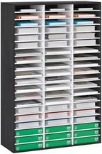 EasyPAG 60 Compartments Wooden Literature Organizer with Adjustable Shelves, 30000 Sheets Capacity Paper Organizer, Classroom Mailbox and Mail Sorter for Teachers and Office, Black/White by EasyPAG