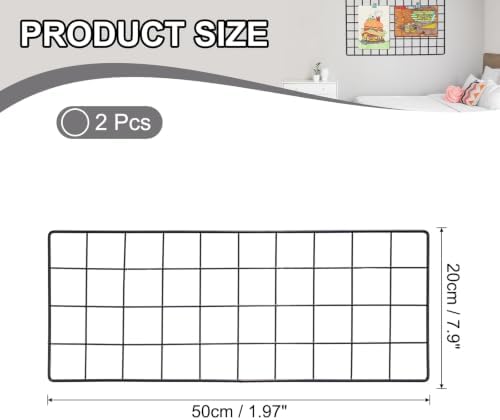 PATIKIL Wire Grid Panels Gridwall Panel 20" x 8" Black 2Pcs - Image 2