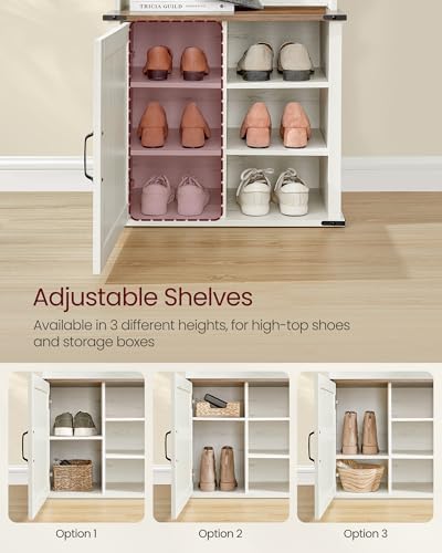 VASAGLE Hall Tree with Bench and Shoe Storage, 3 Tri-Hooks, Hinged Door - Image 4