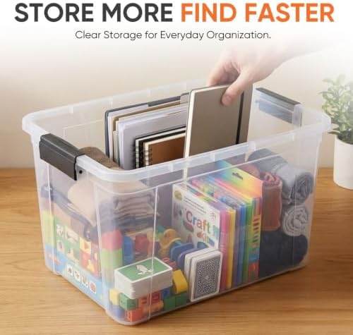 Superio 26.5 Quart Clear Plastic Storage Boxes with Lids, Stackable Organizer Containers, BPA-Free Storage Bins for Home, Office, School & Dorm, 5 Pack - Image 2