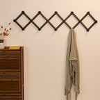 SKOLOO Accordion Wall Hanger with 16 Hooks, Modern Expandable Coat Rack Hat Rack for Wall, Solid Wooden, Dark Walnut Color - Image 2