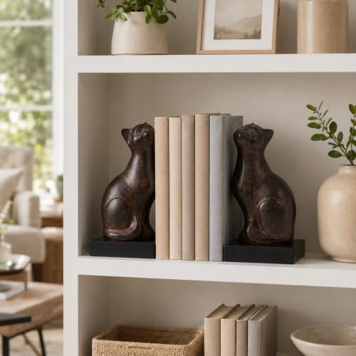 Comfy Hour 6.8 Inch Cat Bookends for Shelves, Cat Statue, Set of 2 - Image 3