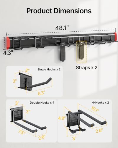 monTEK 48" Garage Tool Organizer Wall Mount, 500 LBS Heavy Duty Tool Rack - Image 2