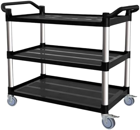 Utility Cart with Tangle-Free Wheels, Large Size 3 Tier Restaurant Cart by Befeshine