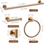 TURS Brushed Rose Gold 5 Piece Bathroom Hardware Set, SUS304 Stainless Steel 23.6 Inch Bath Towel Bar Set, Round Bathroom Accessories Kit Wall Mounted - Image 7