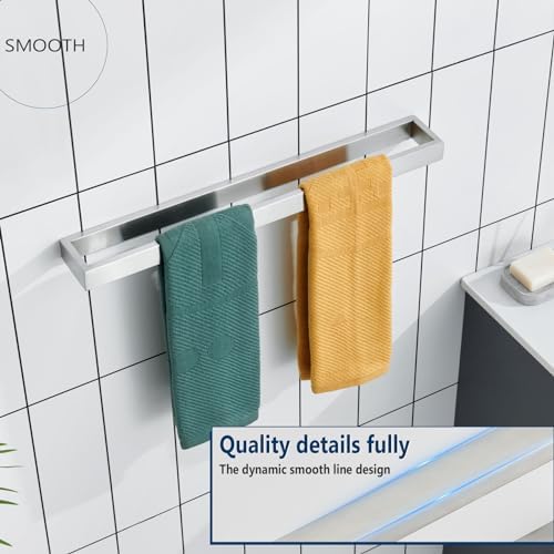 KOKOSIRI Towel Bars Brushed Nickel Bath Towel Hanger Holder 24-Inch Kitchen Rack Stainless Steel for Bathroom Hardware Wall Mount, 2 Pack B4008BR-L24-P2 - Image 5