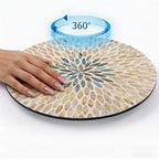 13.4" Mother of Pearl Lazy Susan, Table Centerpiece Round Shell Decorative Lazy Susan Turntable Rotating Tray Organizer for Cabinet Counter Gift Kitchen Office Cafe Home Decor (Beige Blue) - Image 5