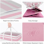 HomeHacks 2 Pack Laundry Baskets, Laundry Hampers Bags (Grey+Pink 75L) - Image 2