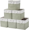 13 x 13 Inch Cube Storage Bins,Storage Cubes for Shelves，Foldable Organizer Boxes with Handles, Decorative Storage Basket for Organizing Clothes, Toys, Books(White&Green) by ISEMINGLA
