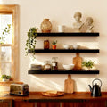 ROGMARS Black Wooden Floating Shelves for Wall 36 Inches Long by 100RealSolidWood