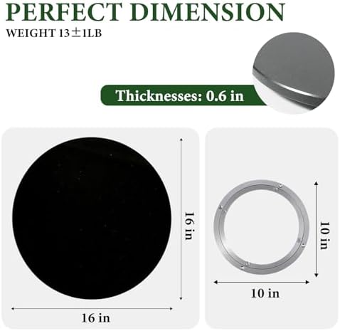 Koville Black Marble Lazy Susan for Kitchen Counter, 16'' Marble Turntable for Dinning, Lazy Susan Organizer for Cabinet, Serving Rotation Spinning Tabletop Organizer Swiveling, Spice Rack Storage - Image 2