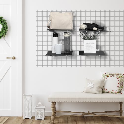 Blulu 10 Pcs 12" Gridwall Knife Shelf Bracket with Lip Metal Wire Gridwall Brackets Hooks Grid Wall Panels Hanger Heavy Duty Shelf Grid Wall Accessories for Home Business Boutique Display (White) - Image 5