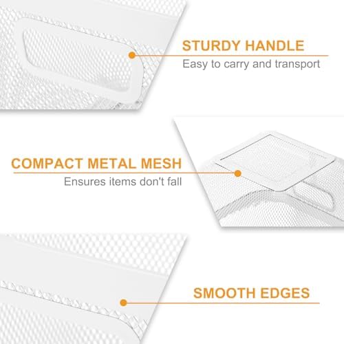 MorningRo 4 Pack White Metal Mesh Basket with Handles, Medium - Image 4