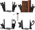 6pcs Cat Metal Bookends for Shelves Cute Decorative Book Ends with Bookmark - Image 7