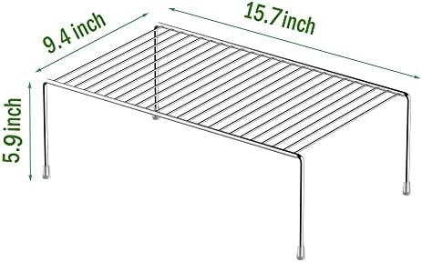 Redrubbit 4 Pack Large (15.7 x 9. 4 Inch) Cabinet Storage Shelf Rack, Rustproof Kitchen Counter and Cabinet Shelf, Storage Rack Organizer for Kitchen, Fridge, Cabinet, Bathroom, Chrome - Image 3