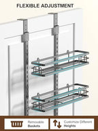 Delamu Over the Door Pantry Organizer, 6 Tier Pantry Door Organizer with Adjustable Basket, Door Spice Rack Seasoning Organizer, Metal Hanging Pantry Organizers and Storage for Kitchen,15.3" Black - Image 6