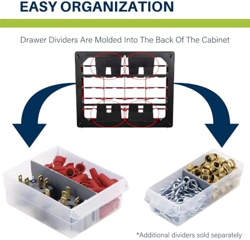 Akro-Mils 44-Drawer Plastic Drawer Storage Cabinet for Garage Organization, Bead Organizer, Building Bricks Storage, Teacher Toolbox, Makeup Organizer, 20" W x 6" D x 16" H, 10144 Black (Pack of 2) - Image 6