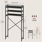 MAHANCRIS Over Toilet Storage, 3-Tier Bathroom Organizer Shelf with Toilet Paper Holder, Freestanding Space Saver Bathroom Shelves Above Toilet for Bathroom, Laundry Room, Black TSBK1201 - Image 2