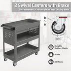 3 Tray Rolling Tool Cart with Drawers, 400 LBS Capacity Mechanic Tool Cart on Wheels, Heavy Duty Utility Cart with Pegboard, Metal Work Cart for Garage and Repair Shop, Grey - Image 5
