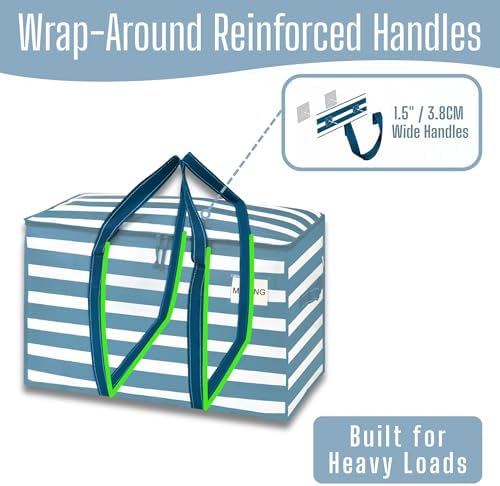 VENO 6 Pack Heavy Duty Moving Bags, Extra Large Storage Bags with Reinforced Handles & Strong Zippers, Foldable & Reusable Moving Box Alternative for Clothes & Dorm Storage - Image 3