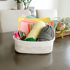 NaturalCozy 5-Piece Rectangle Storage Basket Set- Natural Cotton Rope Woven Baskets for Organizing! Small Basket for Montessori, Baby Nursery, Dog Toy Baskets, Cat Toy Box, Bathroom Organization Bin - Image 6