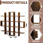 Suzile Mug Display Shelf Wall Mounted,Grid Size 5.1x5.1x3in,Rustic Brown - Image 2