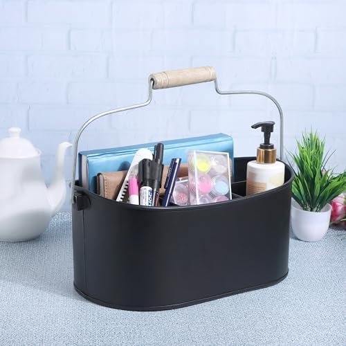 Alpha Living Home 4 Compartment Metal Flatware Caddy Silverware & Condiment Holder Cutlery Organizer Flatware Organizer - Perfect for Kitchen, Dining, and Picnics (Black) - Image 3