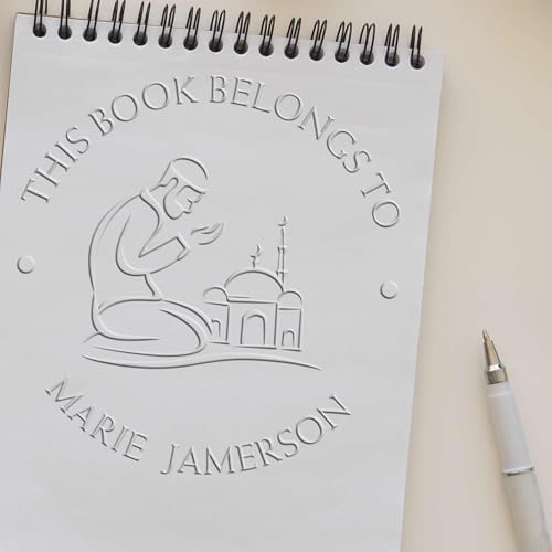 Custom Made Return Book Seal Press - Hybrid Praying Man Design | Personalized Home Library Paper Embosser for Islamic School Teachers | Customized Seal Press for Books, Documents, and Certificates - Image 6