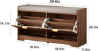 Maupvit 39.4" Fluted Shoe Bench with Storage, Narrow Entryway Bench, Walnut - Image 2