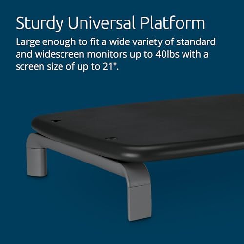 Kensington SmartFit Low Profile Monitor Stand for up to 40lbs screens, Compact Desktop Stand Riser 3 Height Adjustable, Laptop Stand for Desk, PC Stand, Monitor Riser 9"x3"x11.5" - Gray K60087F - Image 4